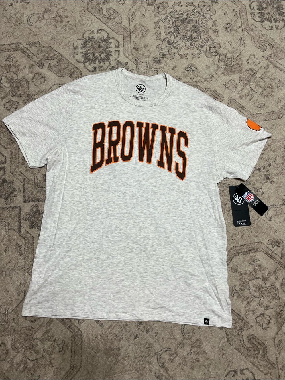 CLEVELAND BROWNS NFL 47 BRAND RELAY GREY TEE MENS XL NWT